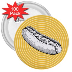 Pop Art Hot Dog 3  Buttons (100 Pack)  by Valentinaart