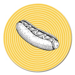 Pop Art Hot Dog Magnet 5  (round) by Valentinaart