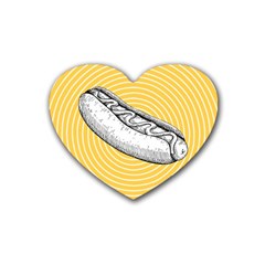 Pop Art Hot Dog Rubber Coaster (heart)  by Valentinaart