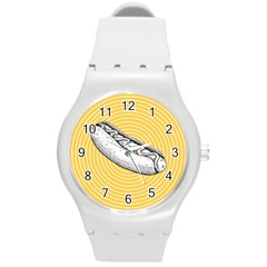 Pop Art Hot Dog Round Plastic Sport Watch (m) by Valentinaart