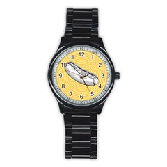 Pop Art Hot Dog Stainless Steel Round Watch by Valentinaart