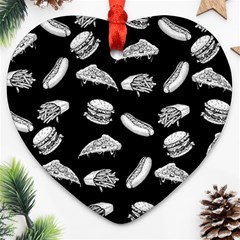 Fast Food Pattern Ornament (heart) by Valentinaart