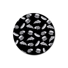 Fast Food Pattern Rubber Coaster (round)  by Valentinaart