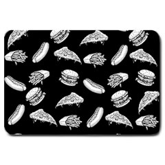 Fast Food Pattern Large Doormat  by Valentinaart