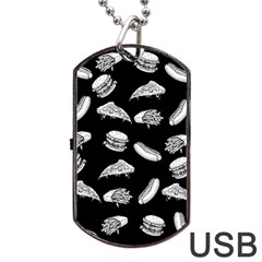 Fast Food Pattern Dog Tag Usb Flash (two Sides) by Valentinaart