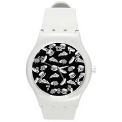 Fast Food Pattern Round Plastic Sport Watch (m) by Valentinaart