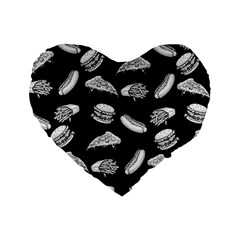 Fast Food Pattern Standard 16  Premium Heart Shape Cushions by Valentinaart