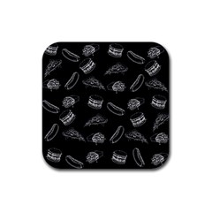 Fast Food Pattern Rubber Coaster (square)  by Valentinaart