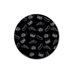 Fast Food Pattern Rubber Coaster (round)  by Valentinaart