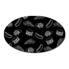 Fast Food Pattern Oval Magnet by Valentinaart