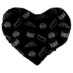 Fast Food Pattern Large 19  Premium Heart Shape Cushions