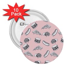 Fast food pattern 2.25  Buttons (10 pack) 