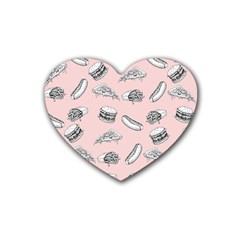 Fast Food Pattern Rubber Coaster (heart) 