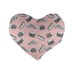 Fast food pattern Standard 16  Premium Flano Heart Shape Cushions