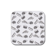 Fast Food Pattern Rubber Coaster (square)  by Valentinaart