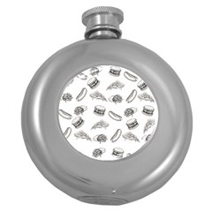 Fast Food Pattern Round Hip Flask (5 Oz) by Valentinaart