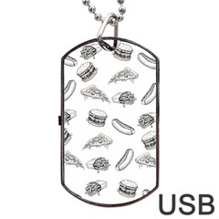 Fast Food Pattern Dog Tag Usb Flash (one Side) by Valentinaart