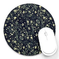 Dark Floral Collage Pattern Round Mousepads by dflcprints