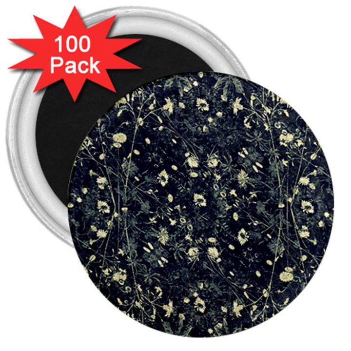 Dark Floral Collage Pattern 3  Magnets (100 pack)