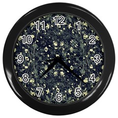 Dark Floral Collage Pattern Wall Clock (black) by dflcprints