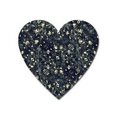 Dark Floral Collage Pattern Heart Magnet by dflcprints