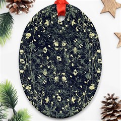 Dark Floral Collage Pattern Oval Ornament (two Sides) by dflcprints