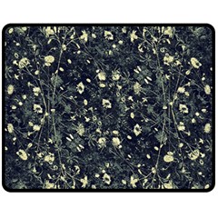 Dark Floral Collage Pattern Fleece Blanket (medium)  by dflcprints