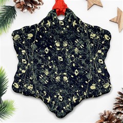 Dark Floral Collage Pattern Snowflake Ornament (two Sides)