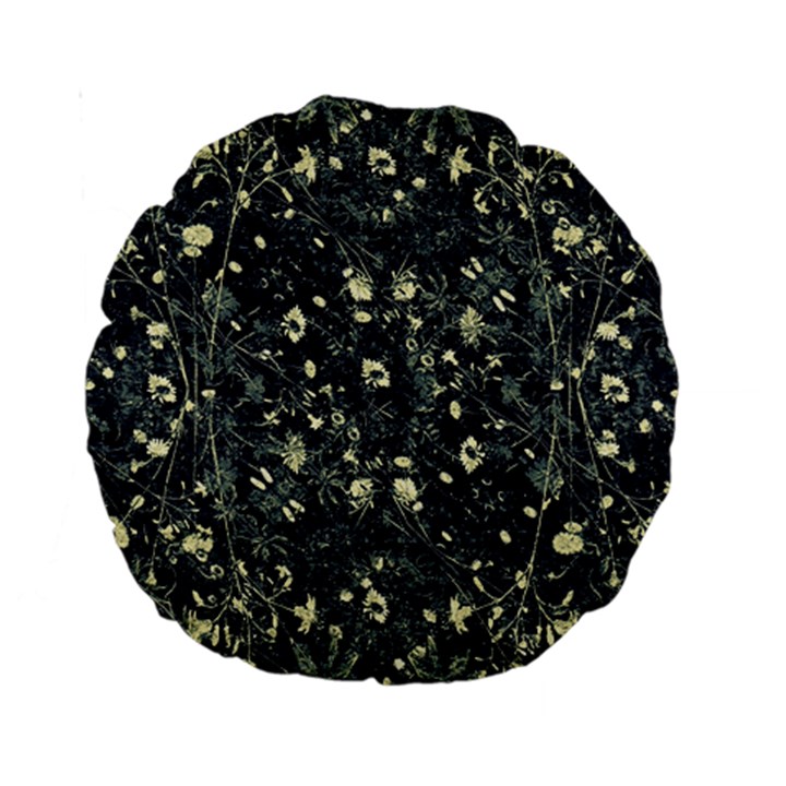 Dark Floral Collage Pattern Standard 15  Premium Round Cushions