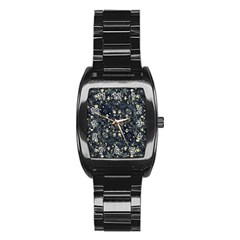 Dark Floral Collage Pattern Stainless Steel Barrel Watch by dflcprints