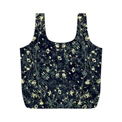 Dark Floral Collage Pattern Full Print Recycle Bag (m)