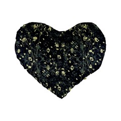 Dark Floral Collage Pattern Standard 16  Premium Flano Heart Shape Cushions by dflcprints