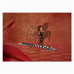 Cute Fairy Dancing On A Piano Large Glasses Cloth (2-Side)