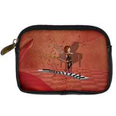 Cute Fairy Dancing On A Piano Digital Camera Leather Case