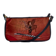 Cute Fairy Dancing On A Piano Shoulder Clutch Bag