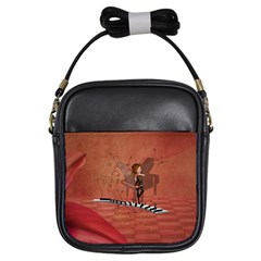 Cute Fairy Dancing On A Piano Girls Sling Bag by FantasyWorld7