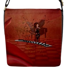 Cute Fairy Dancing On A Piano Flap Closure Messenger Bag (S)