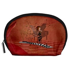 Cute Fairy Dancing On A Piano Accessory Pouch (large) by FantasyWorld7