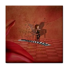 Cute Fairy Dancing On A Piano Tile Coasters