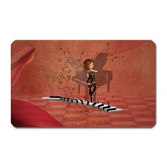 Cute Fairy Dancing On A Piano Magnet (Rectangular)