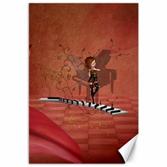 Cute Fairy Dancing On A Piano Canvas 12  x 18 