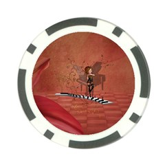 Cute Fairy Dancing On A Piano Poker Chip Card Guard