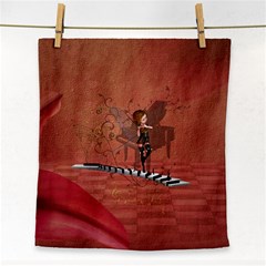 Cute Fairy Dancing On A Piano Face Towel by FantasyWorld7