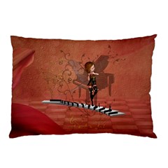 Cute Fairy Dancing On A Piano Pillow Case by FantasyWorld7