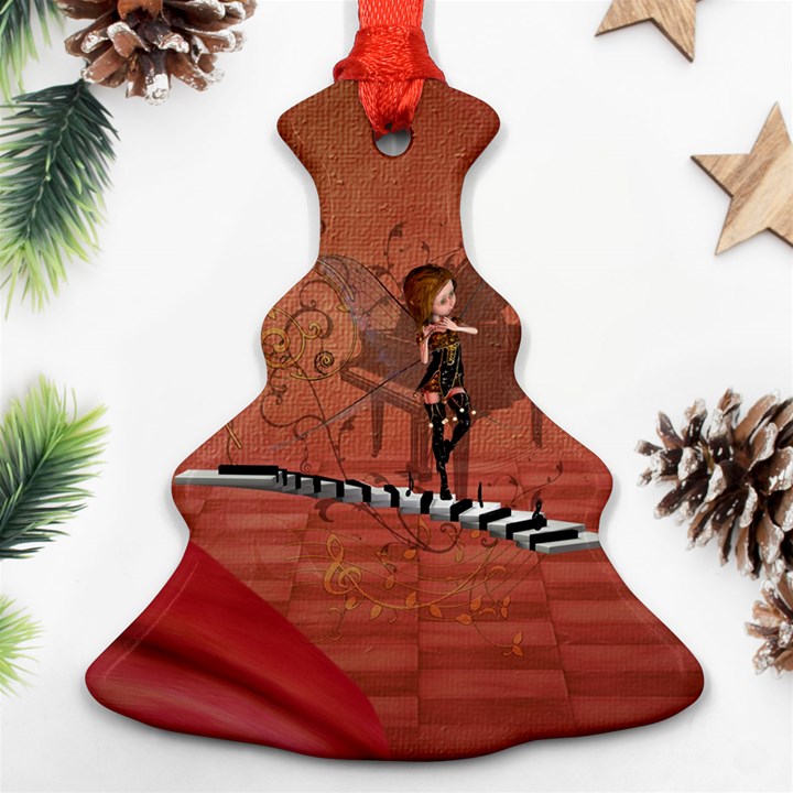 Cute Fairy Dancing On A Piano Ornament (Christmas Tree) 