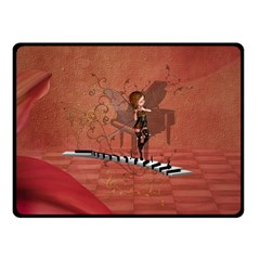 Cute Fairy Dancing On A Piano Double Sided Fleece Blanket (Small) 