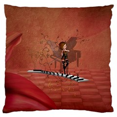 Cute Fairy Dancing On A Piano Standard Flano Cushion Case (One Side)