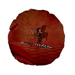 Cute Fairy Dancing On A Piano Standard 15  Premium Flano Round Cushions Back