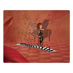 Cute Fairy Dancing On A Piano Double Sided Flano Blanket (large)  by FantasyWorld7