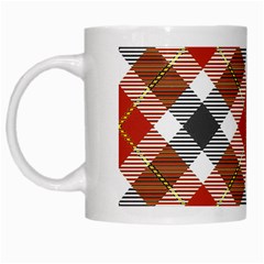 Smart Plaid Warm Colors White Mugs by ImpressiveMoments